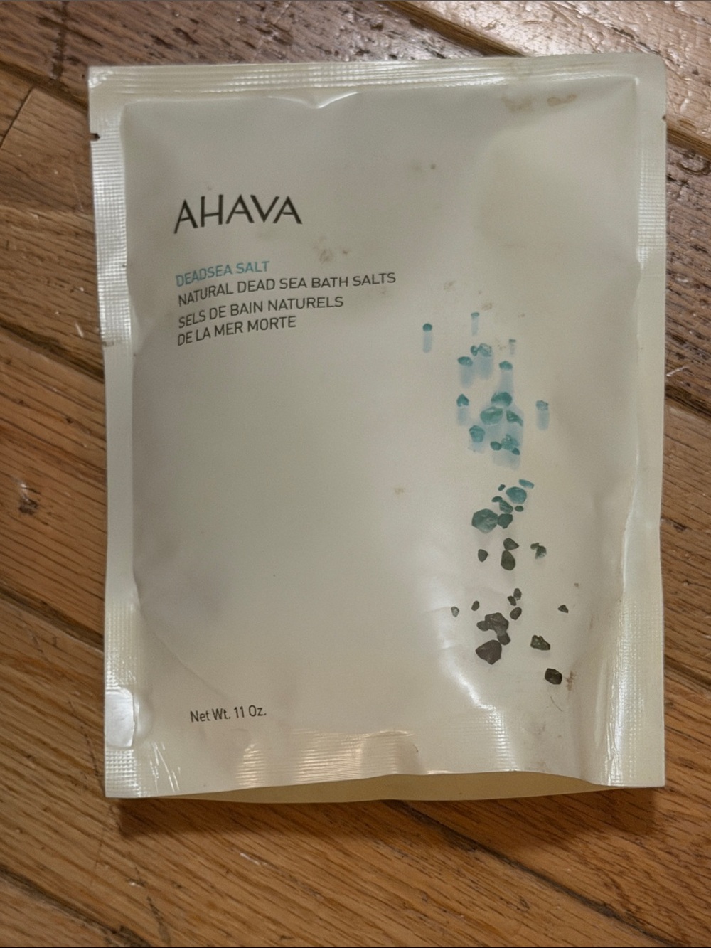 NWT AHAVA Bath Salts 11 oz Pouch — White with Teal Accents - Heavenly!